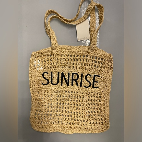 NWT Bershka crochet straw beach bag - Picture 3 of 8